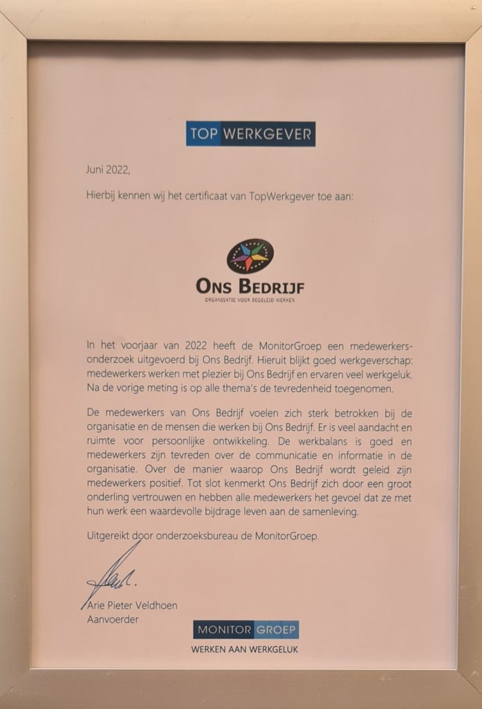 Ons Bedrijf TOP Werkgever